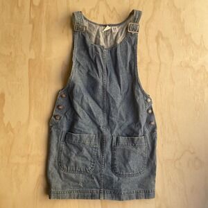 Calvin Klein Jeans Overall Dress Girls M 10-12 Blue Denim Button Front Pockets